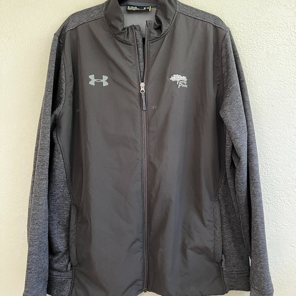 Under Armour Jacket Mens Gray Full Zip Soft Shell Torrey Pines Golf Sz XL (READ)